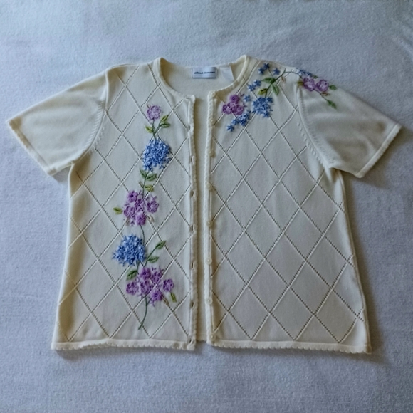 ALFRED DUNNER Embroidered Knit Cardigan, size L - Picture 4 of 15